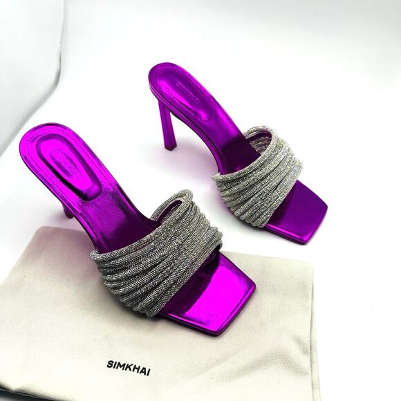 Jonathan Simkhai Crystal Embellishments Fuchsia Party Slides size 38 - Picture 6 of 15